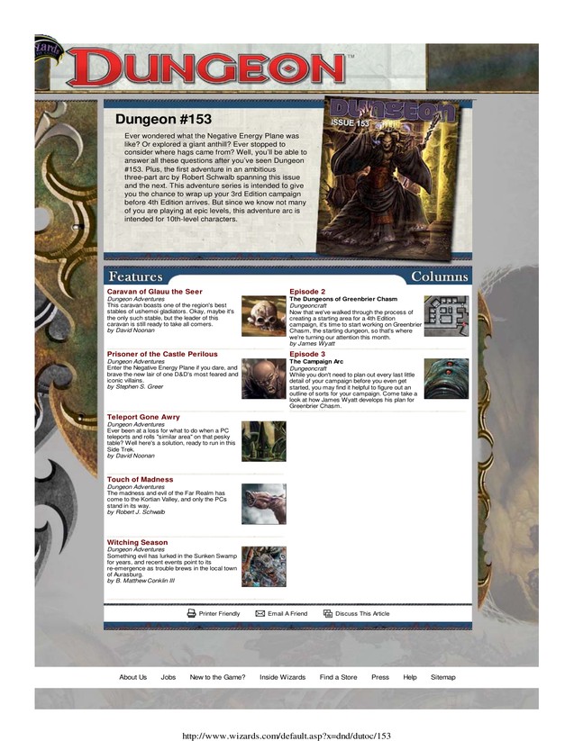 Dungeon Magazine #153 cover